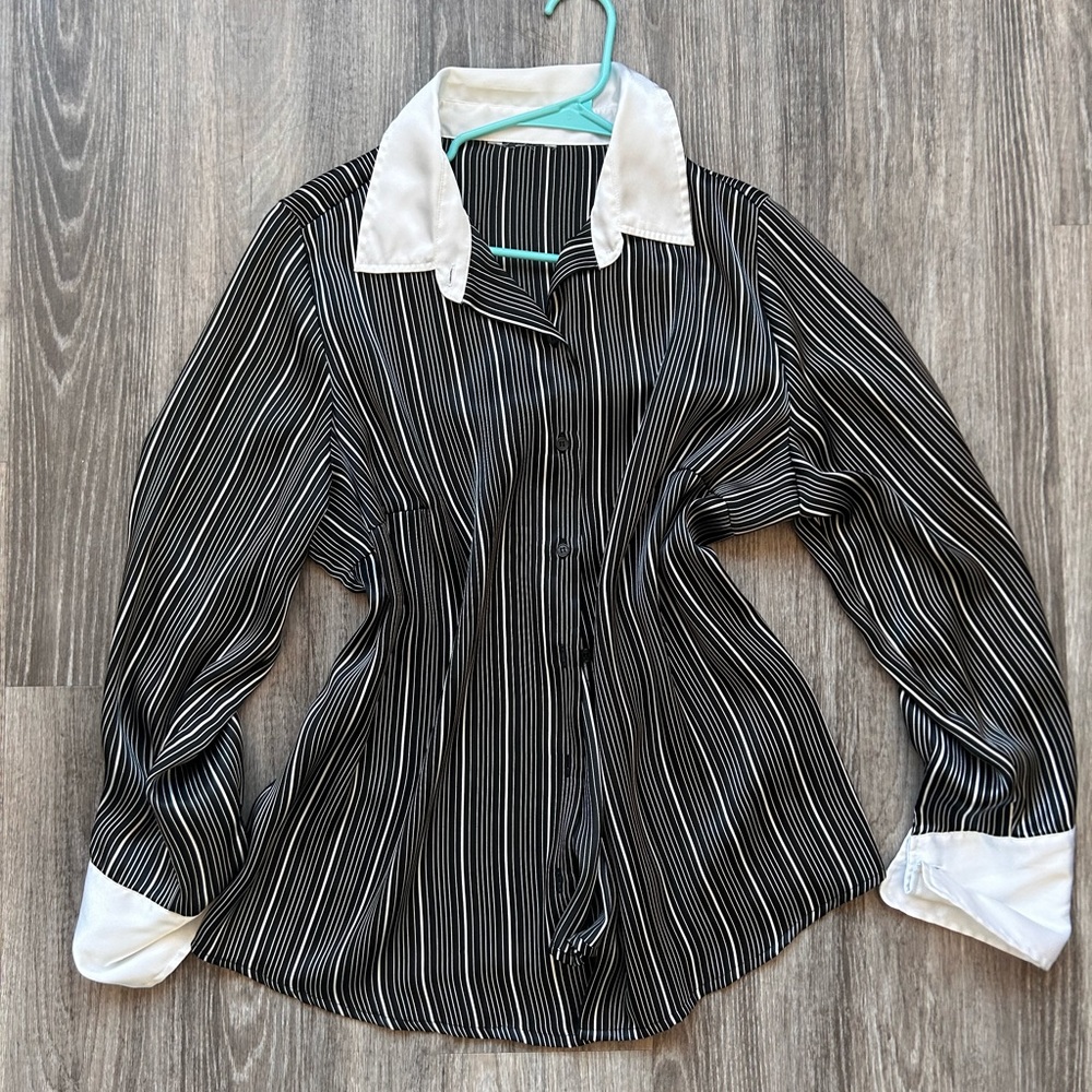 Vintage silk pinstripe button up
